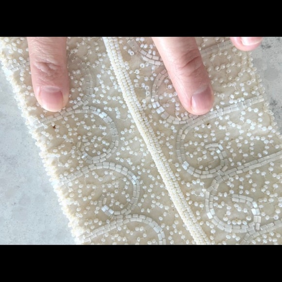 Vintage 1950s Walborg ivory beaded envelope evening clutch handmade in Belgium - Picture 9 of 10